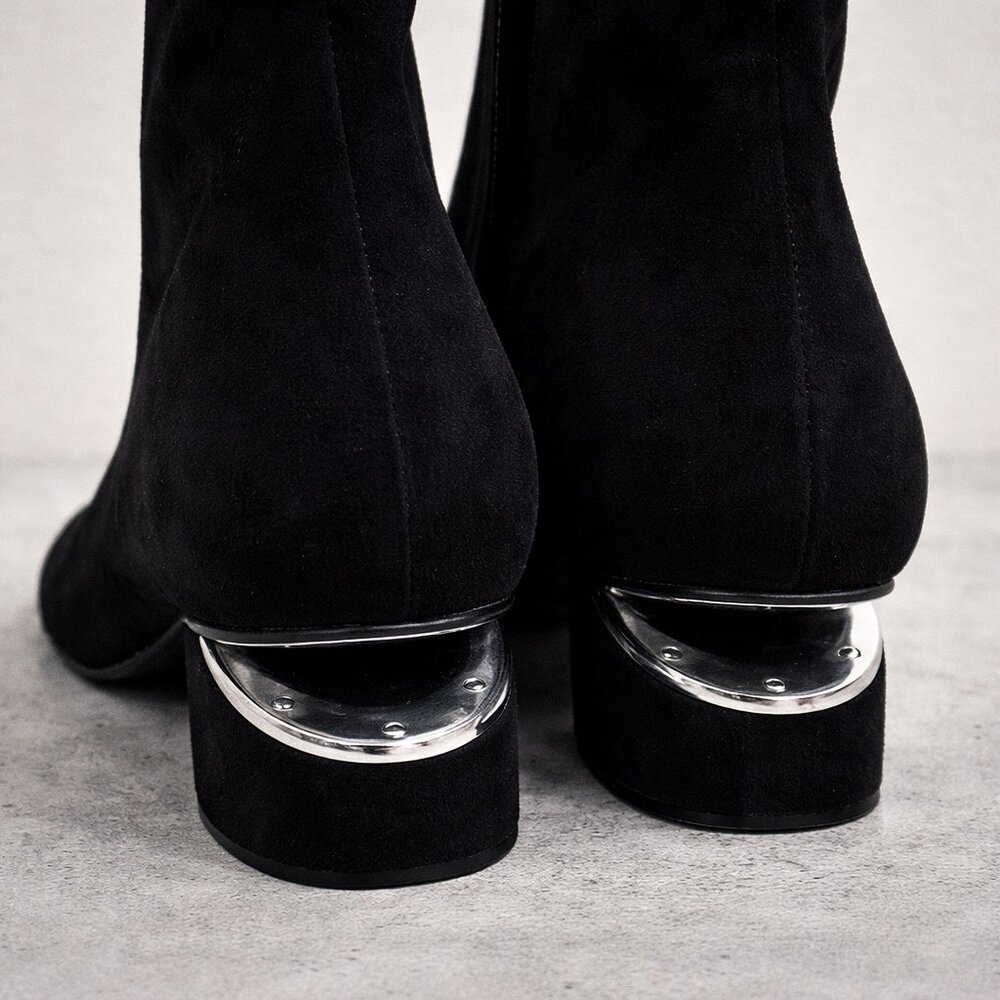 Alexander Wang Gabi Cutout Heel Booties Black Suede EU 36 US 6